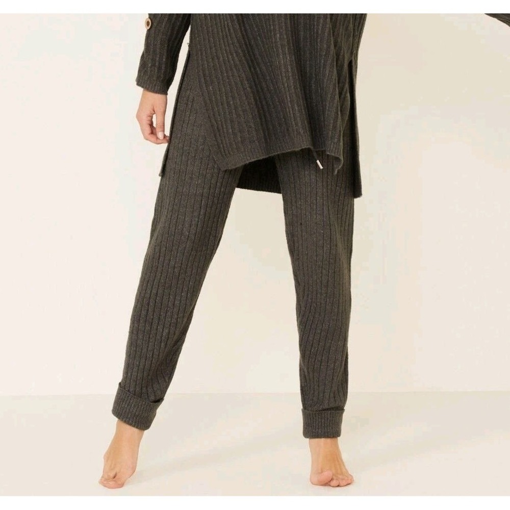 Intimately FP Charcoal Gray Ribbed Around The Clock Sweater Lounge Joggers Sz S‎